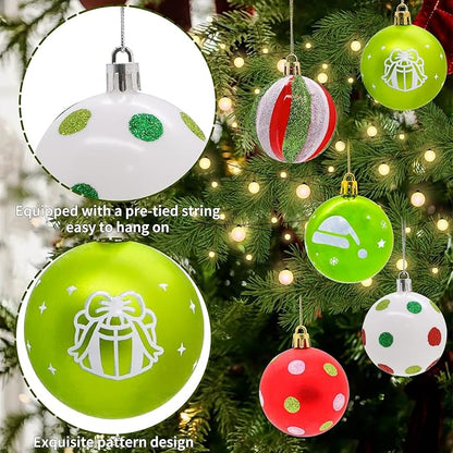40PCS 2.36" Christmas Balls Ornaments, Plastic Christmas Tree Ornaments, Holiday Baubles, Hanging Decorations for Xmas Trees Holiday Party, Lime Green Baubles
