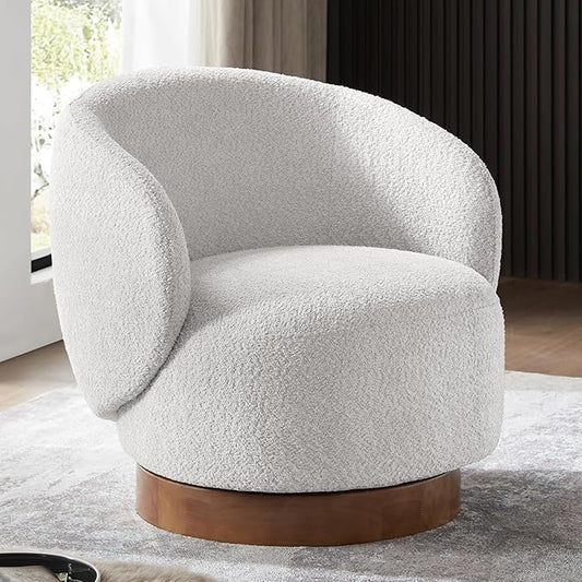 Swivel Accent Chair Round Barrel Armchair Upholstered Performance Fabric for Living Room Bedroom Reading Waitingroom,1 PCS,Light Grey