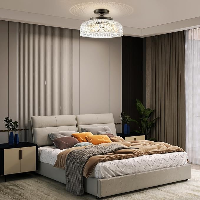 Lamomo Semi Flush Mount Ceiling Light,Upgraded Larger Bronze Hallway Light Fixture,3-Bulb Globe Glass Close to Ceiling Scone, Indoor Hanging Light for Bedroom Kitchen Porch Hallway,Bulbs Not Included