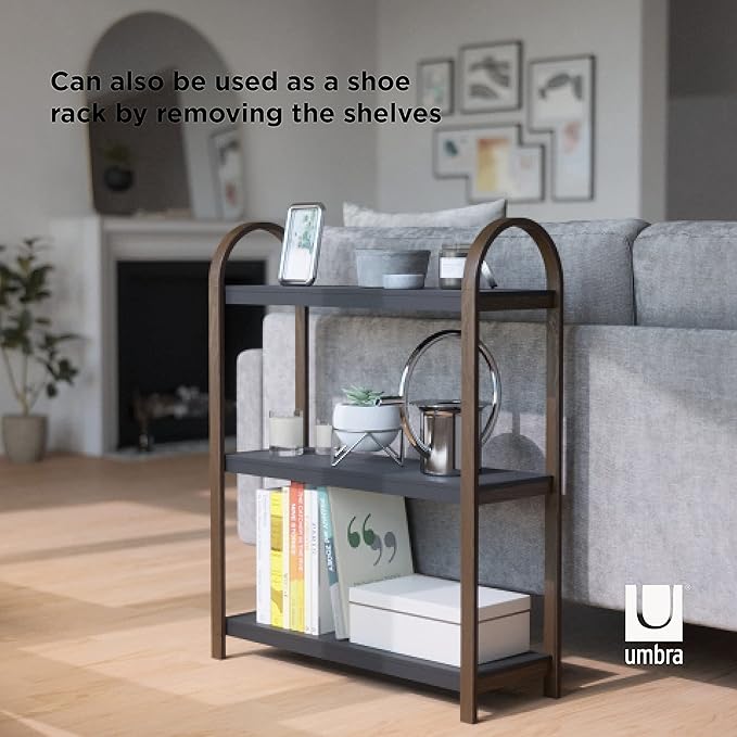 Umbra Bellwood Freestand Bookcase Shelf Black/Walnut