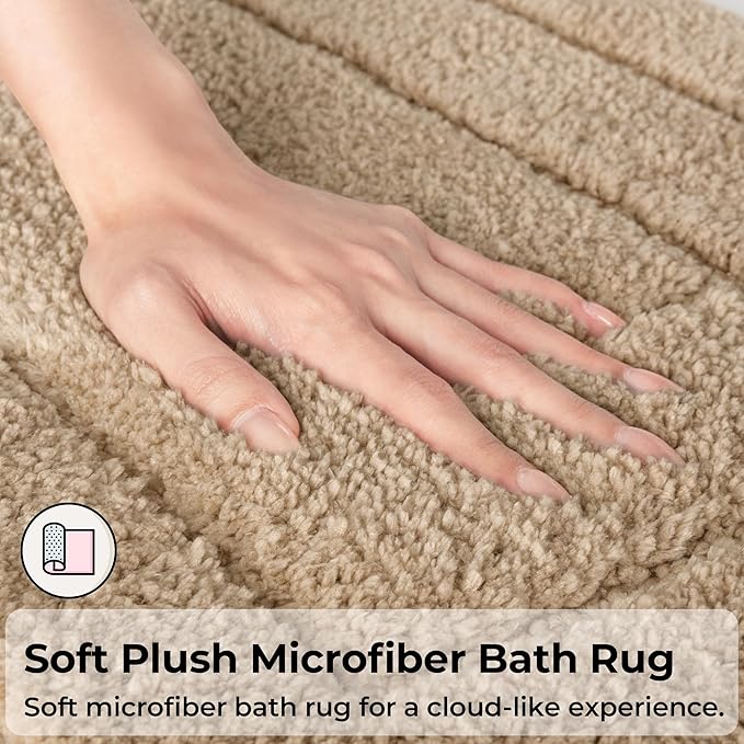 GRANNY SAYS Khaki Bathroom Rugs Non Slip, 71" x 24", Small Bathroom Rugs Washable，Bath Mats for Floor, Microfiber Bath Mat for Tub, Absorbent Shower Rug