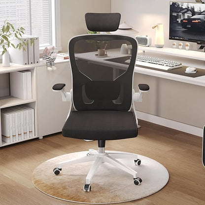 Ergonomic Office Chair, High-Back Mesh Desk Chair with Adjustable Height, Lumbar Support, Flip-Up Armrests,headrest，and Swivel Rolling Design for Home and Office Use