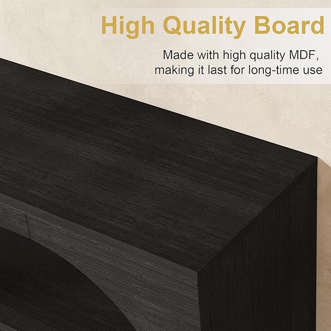 55-Inch Entryway Table with Storage, 3-Tier Console Tables, Behind Couch Table Wood Narrow Console Tables for Entryway, Living Room, Foyer, Hallway, Entry (Black)