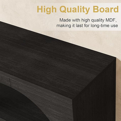 55-Inch Entryway Table with Storage, 3-Tier Console Tables, Behind Couch Table Wood Narrow Console Tables for Entryway, Living Room, Foyer, Hallway, Entry (Black)