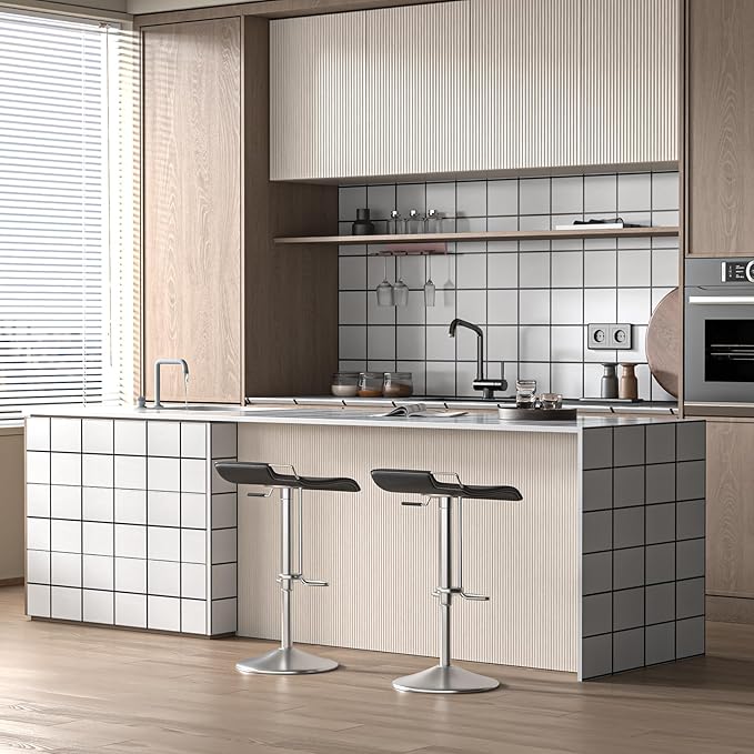 Peel and Stick Backsplash Tiles 20 Sheets 12''x12'' PVC Self Adhesive Wall Tiles Back Splash Wall Panels Stick on Backsplash for Kitchen Bathroom Laundry Room, White Checkered