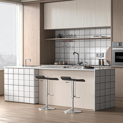 Peel and Stick Backsplash Tiles 20 Sheets 12''x12'' PVC Self Adhesive Wall Tiles Back Splash Wall Panels Stick on Backsplash for Kitchen Bathroom Laundry Room, White Checkered