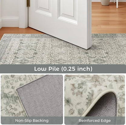 Lofus 6x9 Area Rug for Living Room, White Washable Area Rugs with Non-Slip Backing,Soft Boho Carpets for Bedroom Dining Room Home Office Indoor Nursery