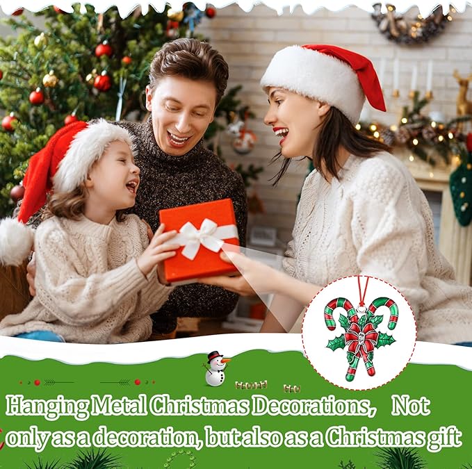 Zhengmy 8 Pieces Christmas Ornaments 2025 Solid Pewter Christmas Tree Ornament Metal Gnomes Santa Angel Snowman Hanging Craft Xmas Gifts with Red Bags(Lovely)