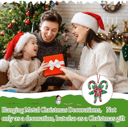 Zhengmy 8 Pieces Christmas Ornaments 2025 Solid Pewter Christmas Tree Ornament Metal Gnomes Santa Angel Snowman Hanging Craft Xmas Gifts with Red Bags(Lovely)