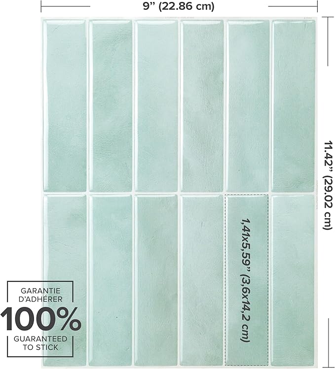 SMART TILES Peel and Stick Backsplash - 5 Sheets of 11.43" x 9" - 3D Adhesive Peel and Stick Tile Backsplash for Kitchen, Bathroom, Wall Tile