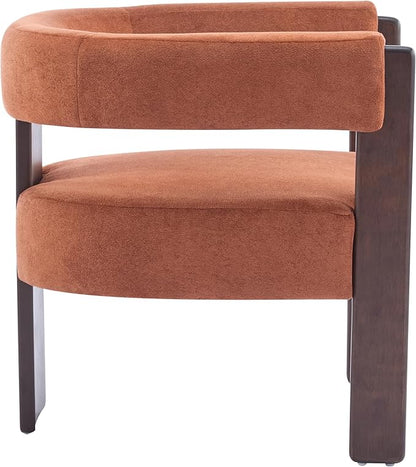 Christopher Knight Home Nettie Modern Accent Chair for Living Room, Velvet Fabric Single Lounge Sofa Chair with Wooden Frame, Comfy Reading Chair for Bedroom, Lounge Armchair with Cushion,Burnt Orange
