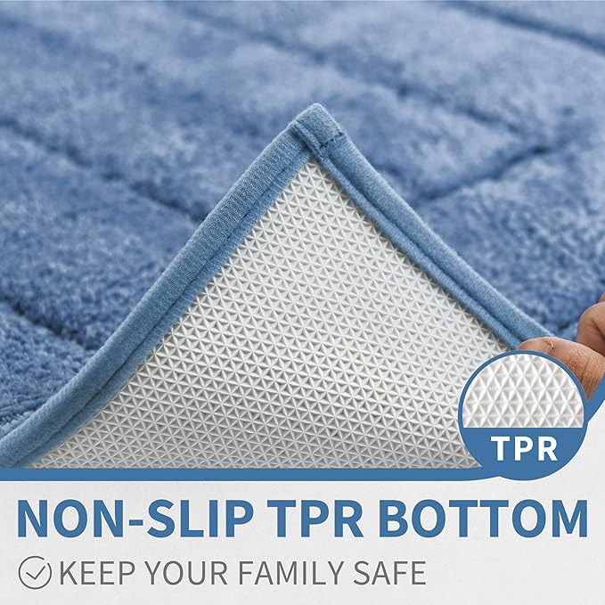 GRANNY SAYS Blue Bathroom Rugs Non Slip, 24" x 36", Large Bathroom Mats Washable, Bath Rugs for Shower Room, Absorbent Bath Mats for Floor, Absorbent Shower Rugs, Microfiber Bath Mat for Tub