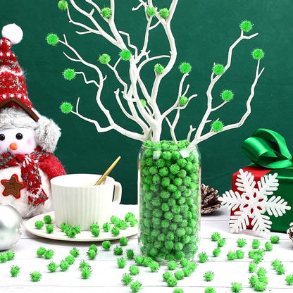 SEPGLITTER Christmas Pom Poms Balls, 1000 Pieces Light Green Glitter Pompoms Pom Poms for Crafts Making DIY Holiday Christmas Decorations Supplies (0.47inch/1.2cm )