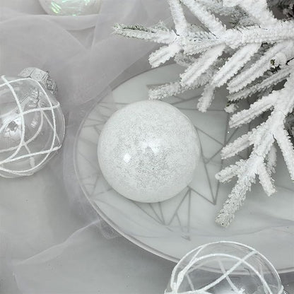 Clear Christmas Ball Ornaments, 30ct 2.36 Inch White Christmas Ornaments Balls for Christmas Tree with Delicate Stuff Shatterproof Hanging Xmas Tree Baubles Decorations for Wedding Christmas