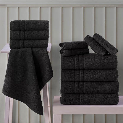 Hawmam Linen Black Bath Towels 4-Pack - 27x54 Soft and Absorbent, Premium Quality Perfect for Daily Use 100% Cotton Towel 600 GSM