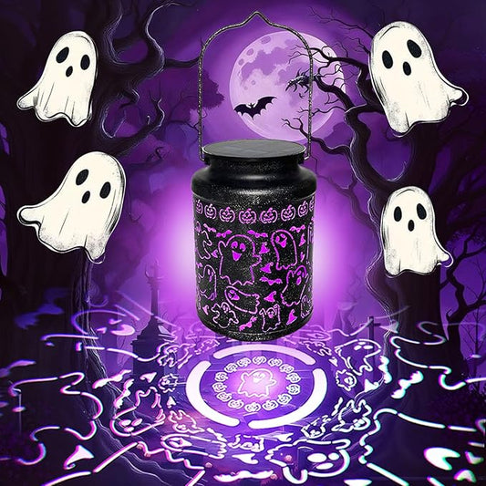 Solar Halloween Lights Outdoor Ghost Decorations - Spooky Metal Solar Lanterns Outdoor Waterproof for Patio, Yard, Home Decor and Party Favors, Fun Halloween Gifts for Kids & Women