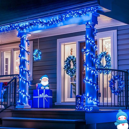 JMEXSUSS Connectable 100 LED Blue Christmas Lights Clear Wire, 8 Modes Blue Christmas Tree Lights Indoor Outdoor Plug in, 33ft Fairy String Lights for Christmas Tree, Xmas, Party, Garden