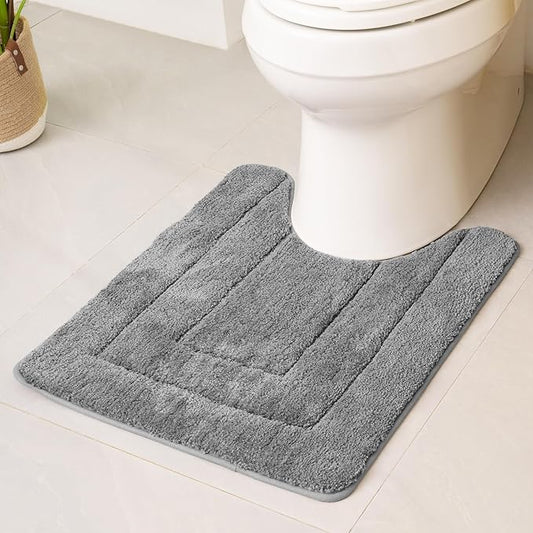 GRANNY SAYS Bathroom Toilet Rugs U Shaped, Bath Mats for Bathroom, Bath Rugs Non Slip Washable, Absorbent Microfiber Toilet Mat, Soft Plush Shaggy, 20" x 24", Deep Gray