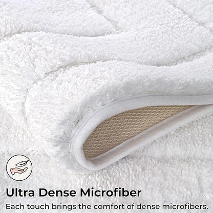 GRANNY SAYS Large Bathroom Rugs Non Slip Washable, 24" x 48", Water Absorbent Bath Mats for Bathroom, Thick Soft Shaggy Bath Rug, Microfiber Shower Room Floor Mat Decor, White