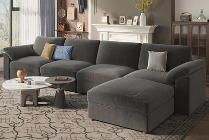 EASE MOOSE Cloud Sectional Modular Sofa,Comfty L Shape Sectional Deep seat Modular Sofa with Ottoman,Oversized Cloud couchfor Living Room