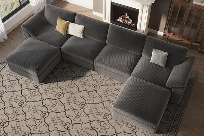 EASE MOOSE Modular Sectional Sofa,Oversized U Shape Sectional Couch with Ottoman,Wide Deep Modular Cloud Couch,Removable Cover