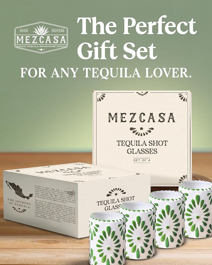 Talavera Shot Glasses 100% Handmade Ceramic Mexican Pottery Design Gifts for Women & Men for Any Occasion, GREEN