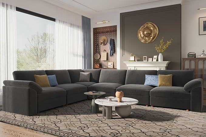 EASE MOOSE Oversized Sectional Modular Sofa,Large L Shape Sectional Couch Wide Deep Seat Modular Cloud Couch,Removable Cover