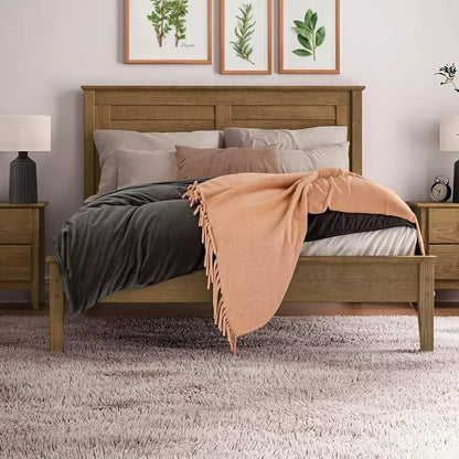 Grain Wood Furniture Greenport Solid Wood Platform Bed, Queen Size, Brushed Hickory