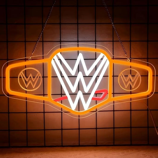 Wrestling neon sign LED wall decor with brightly colored wrestling belts and logos for gaming bedrooms, match parties, sports fan gifts, wrestling gifts, sports themed lighting, Gym Decor and Man Cave