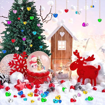 Augshy 240 Pieces Multicolour Jingle Bells 4 Colors Mixed Craft Bell Bulk for Christmas Home and Pet Decorations Xmas Decor Party Favors Supplies (0.3/0.4/0.47 inch)