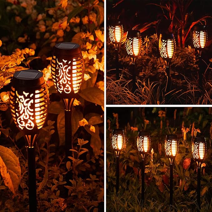 10Pack Solar Lights Outdoor, Solar Torch Lights Outdoor Flickering Flame for Christmas Decorations, Waterproof Garden Light Solar Powered , Torches Flame Light for Outside Yard Patio Lawn Garden Decor