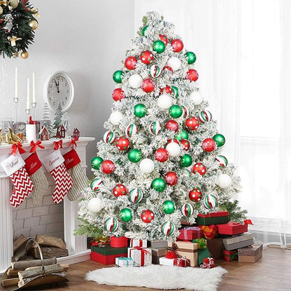 40PCS 2.36" Christmas Balls Ornaments, Plastic Christmas Tree Ornaments, Holiday Baubles, Hanging Decorations for Xmas Trees Holiday Party, Red Green White Baubles