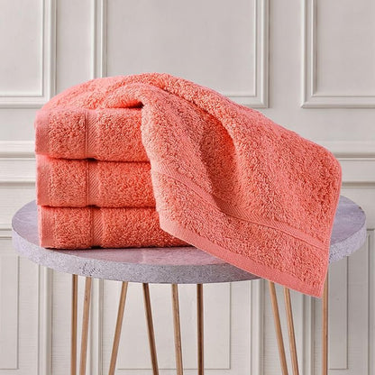 Hawmam Linen Luxury Cotton Washcloths 13x13 Inch - Large Hotel Spa Bath Towels Face Towel 12 Pack, Coral Orange