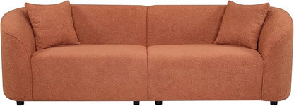 Christopher Knight Home Sabbo 87.50" Curved Oversized 2 Seater Sofa, Upholstered Couch Chair, Soft Seating Lounge Sofa Chair, Cozy Loveseat with Armrest, Reading Sofa for Living Room Home Rest, Orange