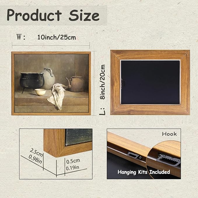 KBKBART Vintage Framed Wall Art, 8x10inch, Farmhouse Kitchen Wall Decor, Art Print, Canvas Painting, Wall Art for Dining Room, Living Room