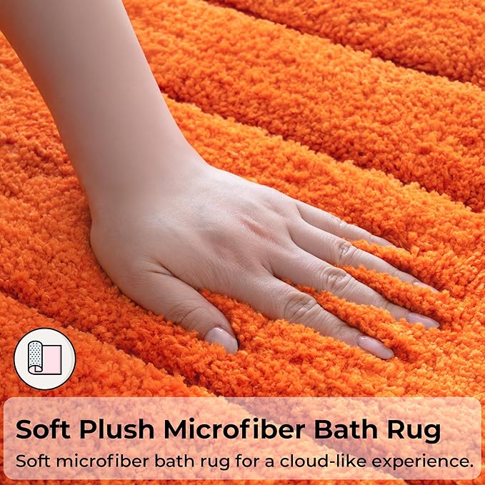 GRANNY SAYS Bathroom Rugs Non Slip, 20" x 32", Bath Rugs for Bathroom Washable, Bath Mats for Floor, Microfiber Bath Mat for Tub, Absorbent Bath Rugs for Bath, Orange