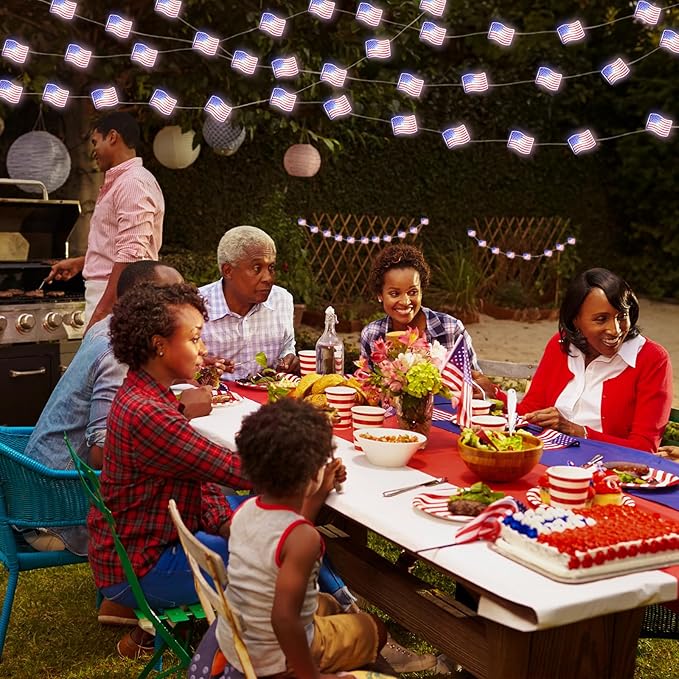 Coquimbo 4th of July Decorations Flag Lights, Patriotic String Lights Battery Operated 10FT 30 LED Fairy Lights, Fourth of July Decor for Home Indoor Outdoor Memorial Independence Day