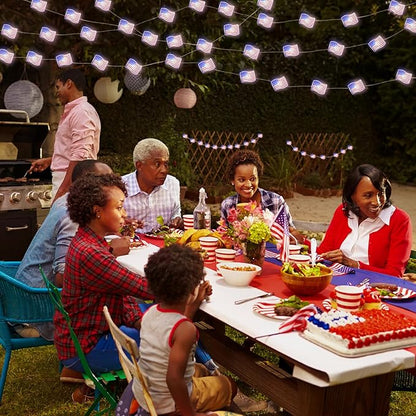 Coquimbo 4th of July Decorations Flag Lights, Patriotic String Lights Battery Operated 10FT 30 LED Fairy Lights, Fourth of July Decor for Home Indoor Outdoor Memorial Independence Day