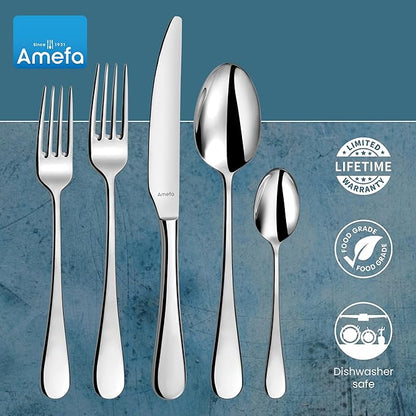 Amefa Venus 20-piece Premium 18/10 Stainless Steel Flatware Set, High Gloss Mirror Finish, Silverware Set Service for 4, Dishwasher Safe, Rust resistant Cutlery.