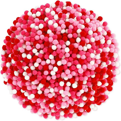 SEPGLITTER Valentine's Day Pom Poms Balls, 1000 Pieces Pink Red Pompoms for Crafts Making DIY Wedding Valentine's Day Party Decorations (4 Colors, 1 cm )