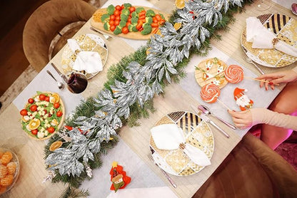 3 Pcs 6FT Christmas Garland Silver Glittered Artificial Magnolia Leaves for Mantle Christmas Tree Decorations Indoor Outdoor Hanging Garland Ornaments Garden Door Wall Window Stair Holiday Home Decor