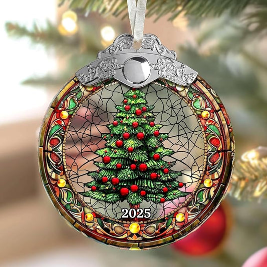 Christmas Tree Ornaments - 2025 Glass Fairy Ornament, Unique Stained Glass Style Crystal Ornaments for Christmas Tree, Vintage Christmas Decor, 2025 Ornament, Fairy Gifts for Women