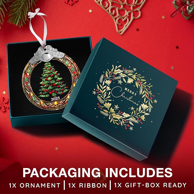 Christmas Tree Ornaments - 2025 Glass Fairy Ornament, Unique Stained Glass Style Crystal Ornaments for Christmas Tree, Vintage Christmas Decor, 2025 Ornament, Fairy Gifts for Women