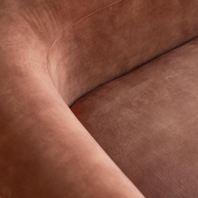Acanva Luxury Modern Tight Curved Back Velvet Sofa, Minimalist Style Comfy Couch for Living Room Apartment, L-Shape Left Chaise, Tangerine