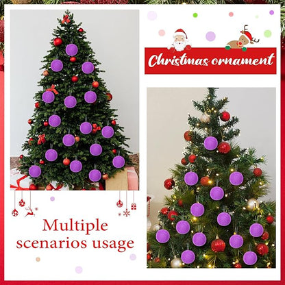 12Pcs Furry Christmas Ball Ornament for Xmas Tree Purple Soft Faux Fur Pom Pom Ball Ornaments Christmas Tree Hanging Decorations for Winter Party Home Decor Costume Supplies