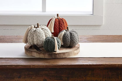 Mud Pie Braided Rope Pumpkin Sitter Decorative Object, Green