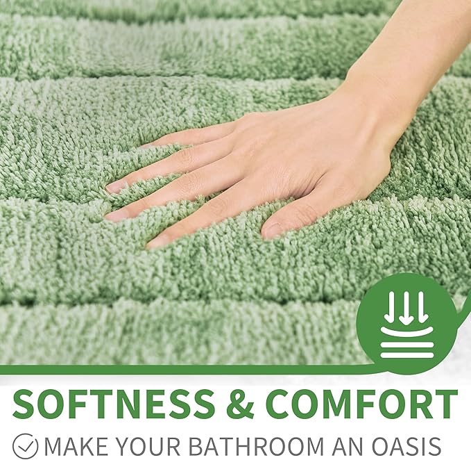 GRANNY SAYS Sage Green Bathroom Rugs Non Slip, 20" x 32", Bathroom Rugs Washable，Bath Rug for Shower Room，Bath Mats for Floor, Microfiber Bath Mat for Tub, Absorbent Shower Rug