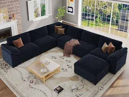 EASE MOOSE Oversized Modular Sectional Sofa with Ottoman, Modern Luxury U Shape Sectional Wide Deep Modular Couch, U Shaped Couch for Big Spaces Living Room