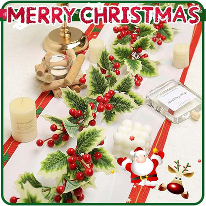 Christmas Garland Decorations, Artificial Berry Garland, Realistic Greenery Garland for Staircase, Mantle, Banister, Fireplace, Wall, Door, Table, Indoor & Outdoor Holiday Xmas Decor 5.75 FT
