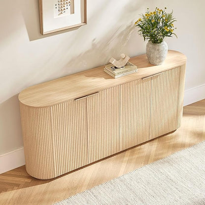 CHITA 70" Sideboard Buffet Cabinet with Storage, Living Room Accent Cabinet with Doors and Adjustable Shelves, for Bar, Kitchen, Oak